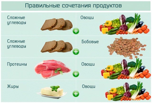 Полная таблица совместимости продуктов при раздельном питании