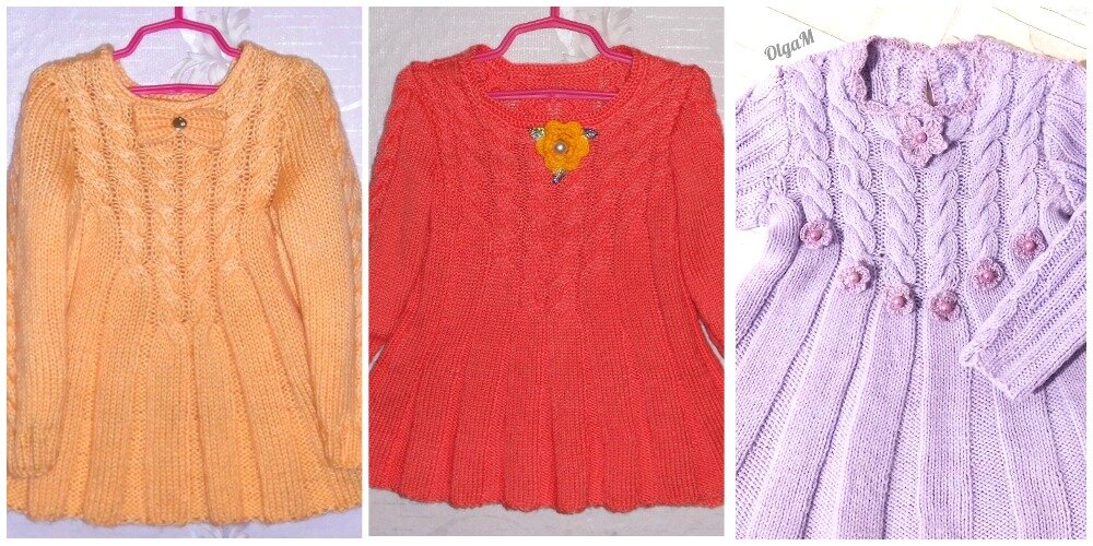 Авторское сиреневое платьице вязаное спицами для внучки. OlgaM