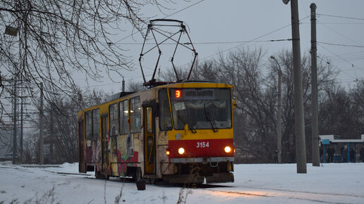Трамвай Tatra T6B5SU-3154. Покатушки по Барнаулу.
