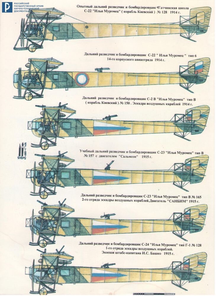 Дальние разведчики и бомбардировщики «Илья Муромец» разных типов. Б/д. РГАНТД. Ф. 356. Оп. 1. Д. 67. Л. 88 об.