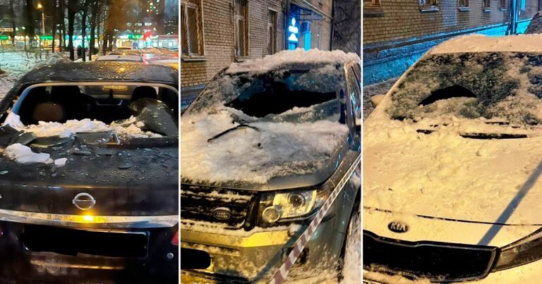 В Кунцево во время чистки снега с крыши коммунальщики разбили пять .