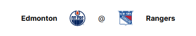 Эдмонтон (14-15-1, 5-9-0 на выезде) против Нью Йорка (22-7-1, 10-3-0 дома)