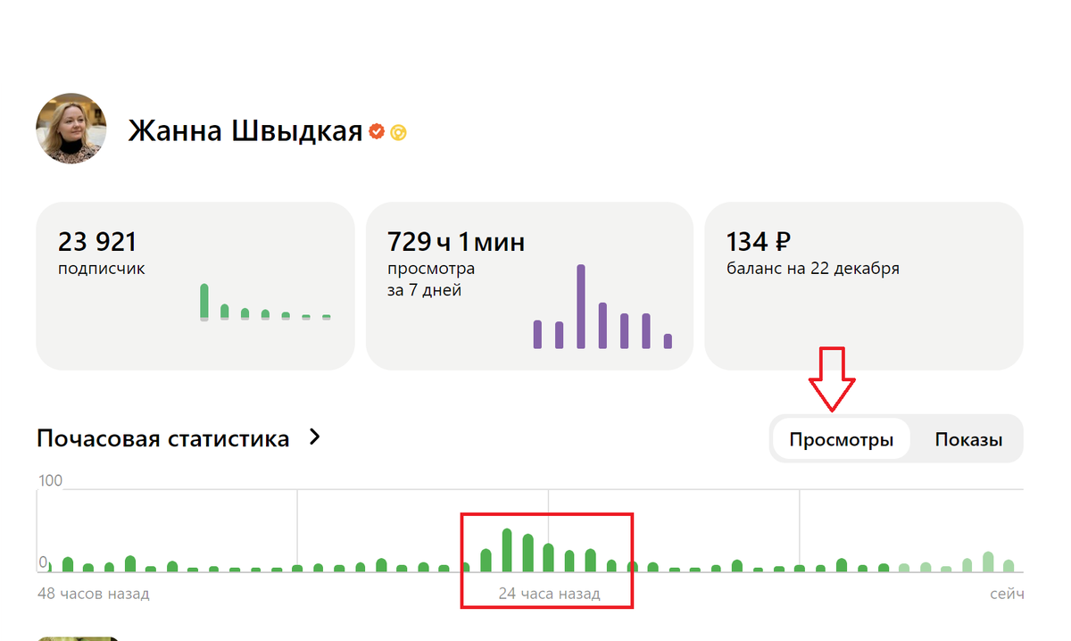 Рухнули просмотры материалов канала. В прямоугольнике краткий всплеск после жалобы
