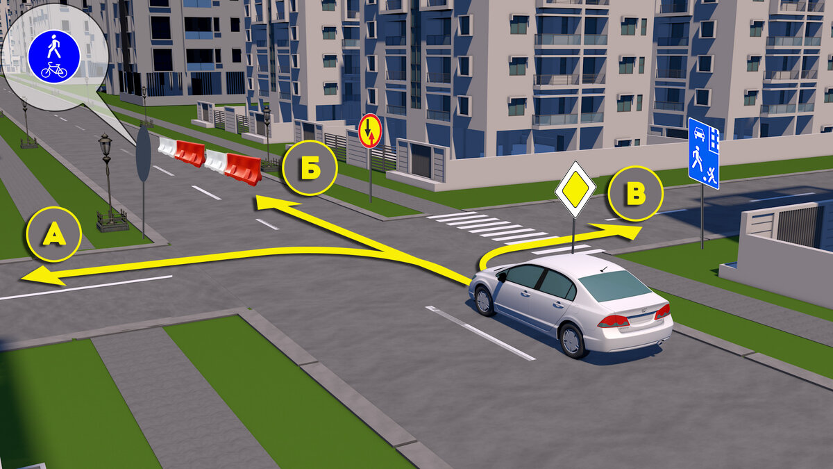По какой траектории водителю разрешено продолжить движение? | Клуб Дорог |  Дзен