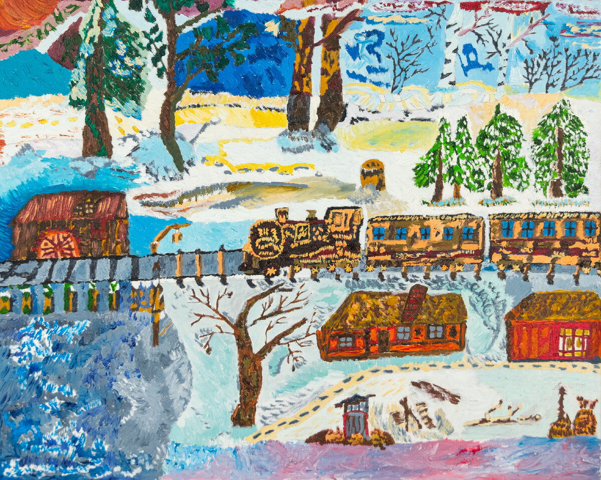 Картина маслом на холсте, "Дорога жизни", 40х50см, автор: Милютин Роман Валерьевич (craftmoran). Работа, которая переживает свой сюжет из года в год, и он не теряет актуальность.
