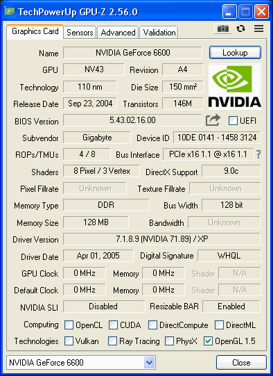 Скриншот из GPU-Z.