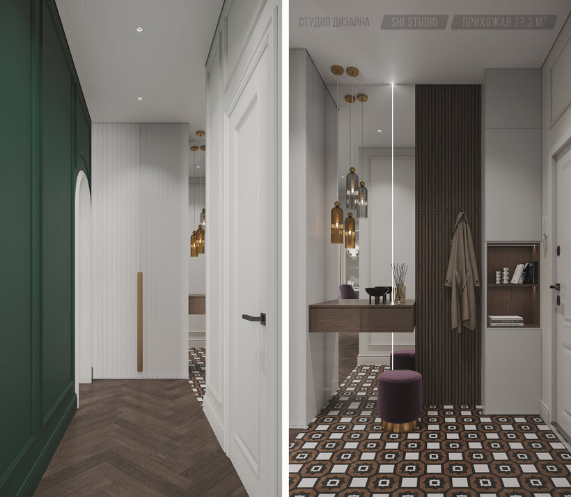 Интерьер прихожей, стиль современная классика