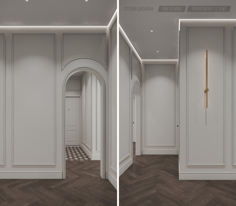 Узкая угловая прихожая с коридором 15 м² | 3Dplitka и дизайн интерьера ...