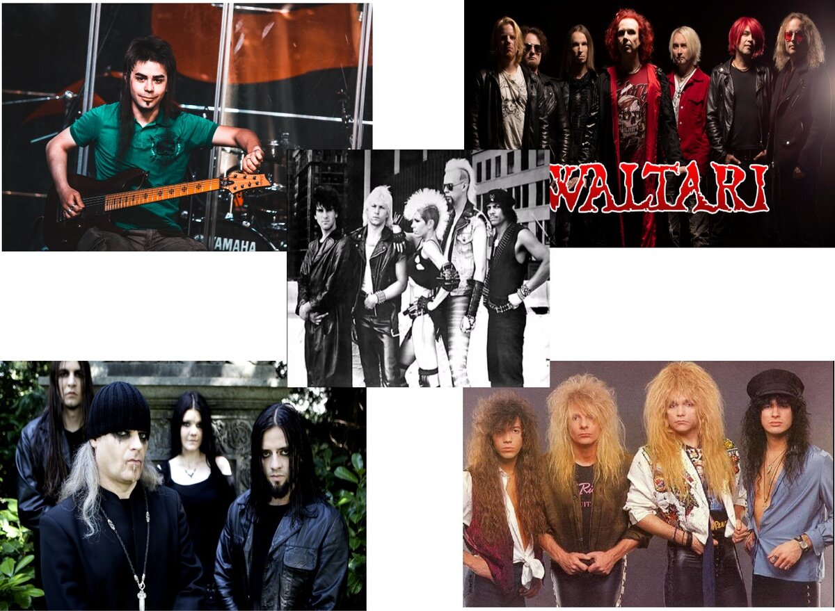 Группы Waltari, Plasmatics, Triptykon, Britny Fox. Гитарист Олег Изотов. Фото взяты в свободном доступе Яндекс.Фото. Коллаж автора