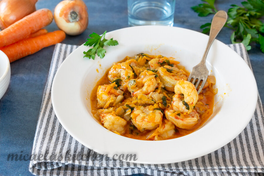 Креветки по-Везувиански — Большие креветки с морковью — Простой и быстрый рецепт