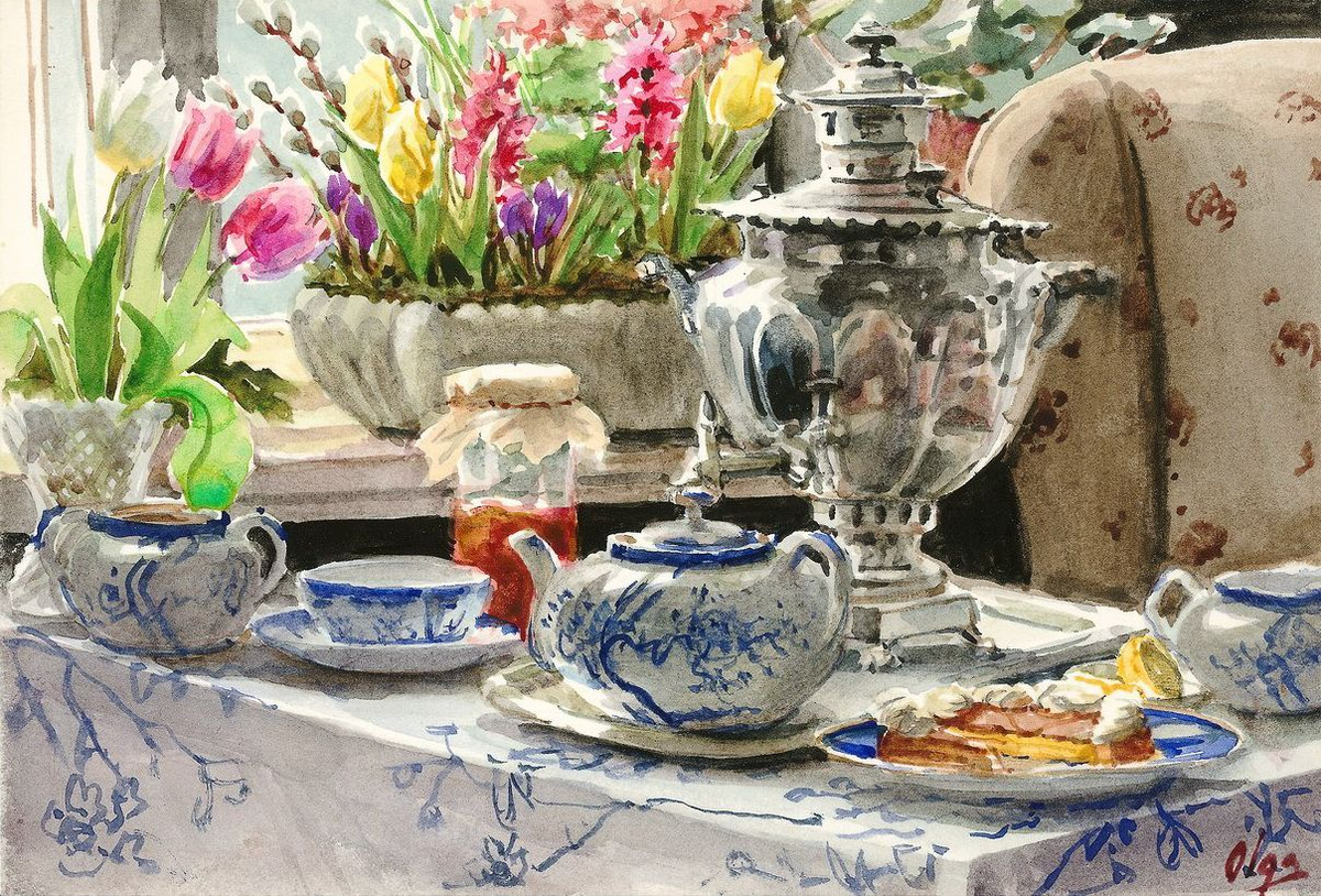 Акварель Великой княгини Ольги Александровны Романовой, фото из поиска.