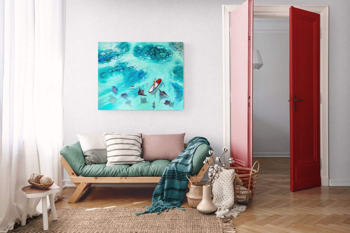 КАРТИНА МАСЛОМ НА ХОЛСТЕ 100*80  см в интерьере. Художник Екатерина Ларина. Картина продается