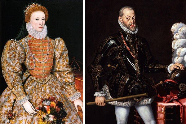 Елизавета I Тюдор                                           Филипп II Испанский