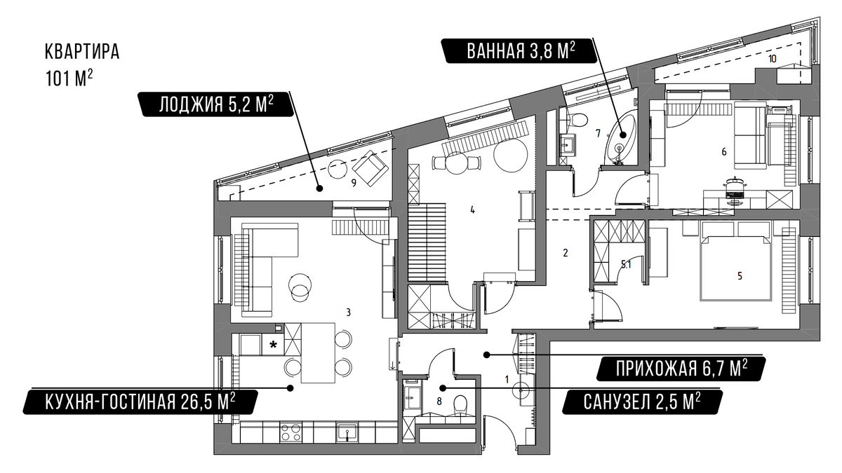 Ванная комната 3,8 м² с панорамным окном | 3Dplitka и дизайн интерьера |  Дзен