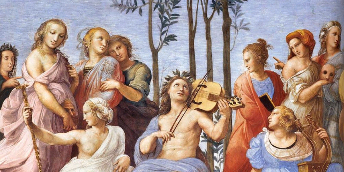 Рафаэль. Гора Парнас. Аполлон и музы