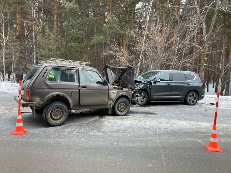    Водитель автомобиля «Нива» выехал на встречную полосу