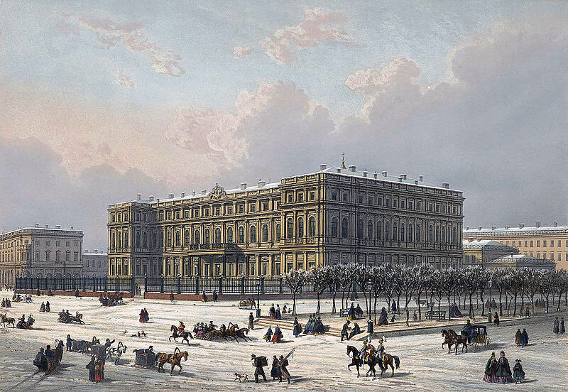 Николаевский дворец. Литогр.Ж. Жакотте и Ш.К. Башелье с рис. И.И. Шарлеманя. Сер. 19 в.