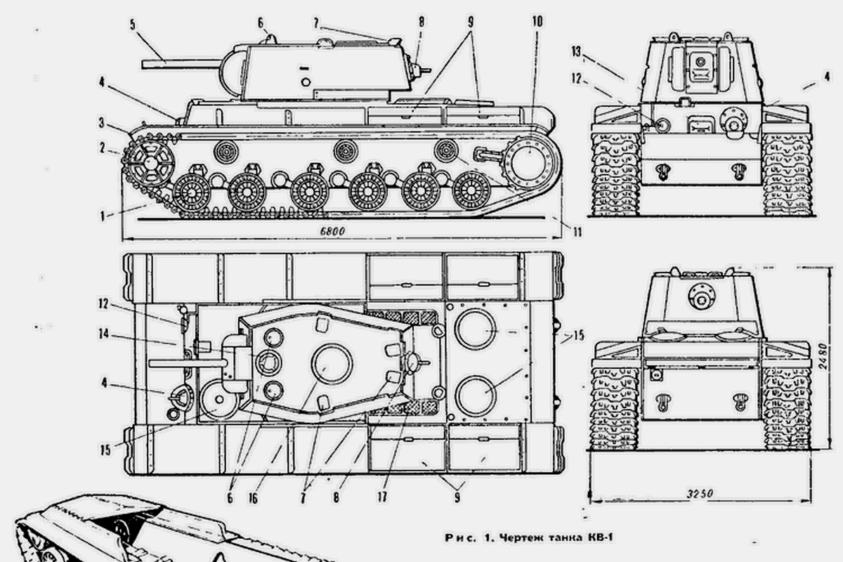 Чертеж танка КВ-1 с открытых источников