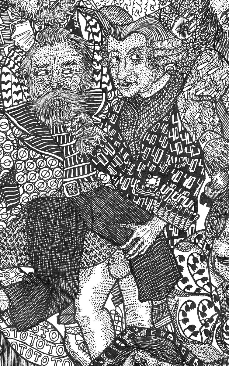 Создать карусельВот он Моцарт, нежно держит Брамса за бороду и бедро. Камзольчик расшит симфонией за нумером 40, моей любимой.