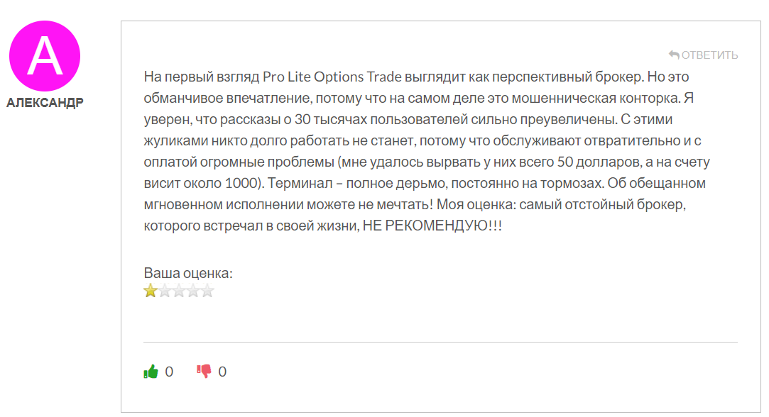 ProLite Trade (prolite-trade.com, prolite.club) отзывы о брокере