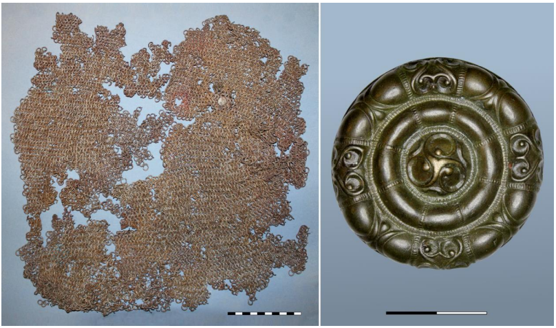 Железная кольчуга и бронзовая бляха от нее. Вторая половина 3 века до н.э. По Вейнховен, 2021а.