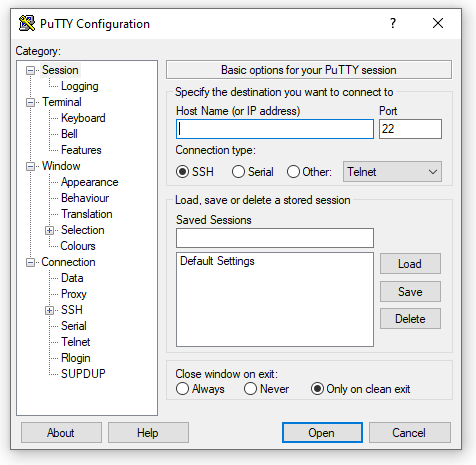 Программа PuTTY 