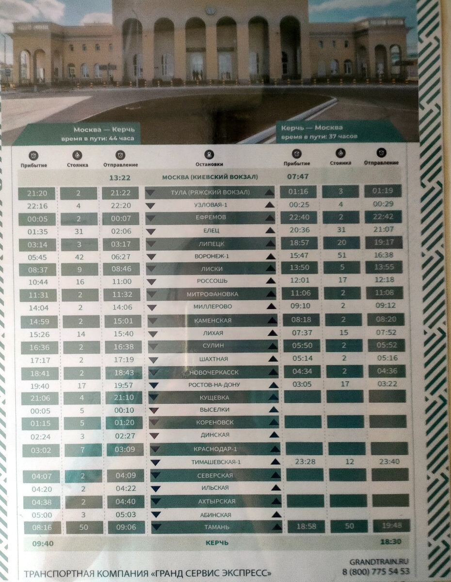 Расписание поезда