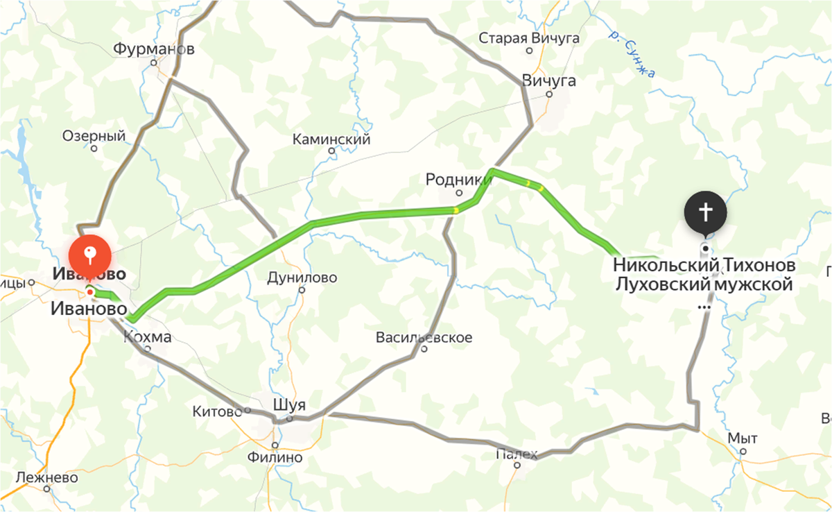 Иваново - Тимирязево. Яндекс.Карты