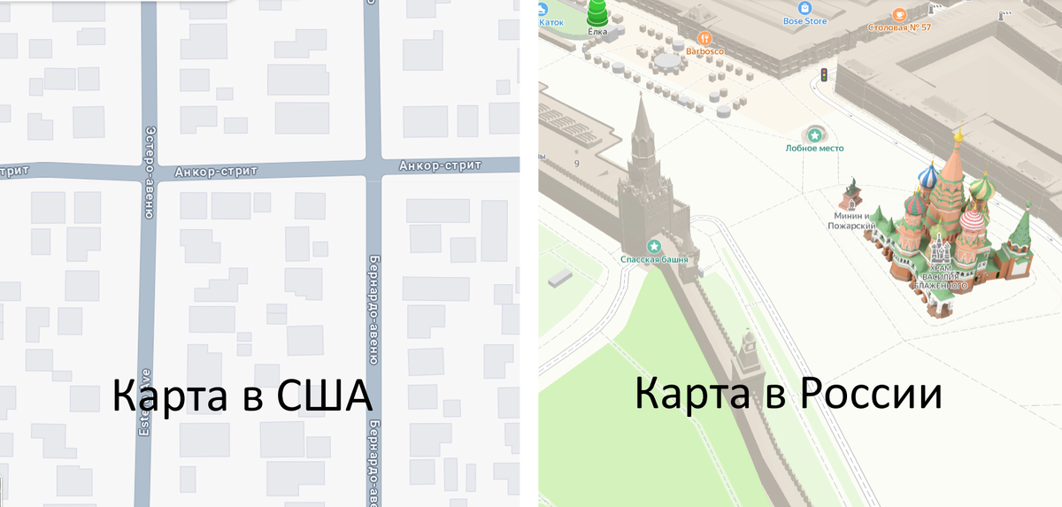 Карты в США и карты в России