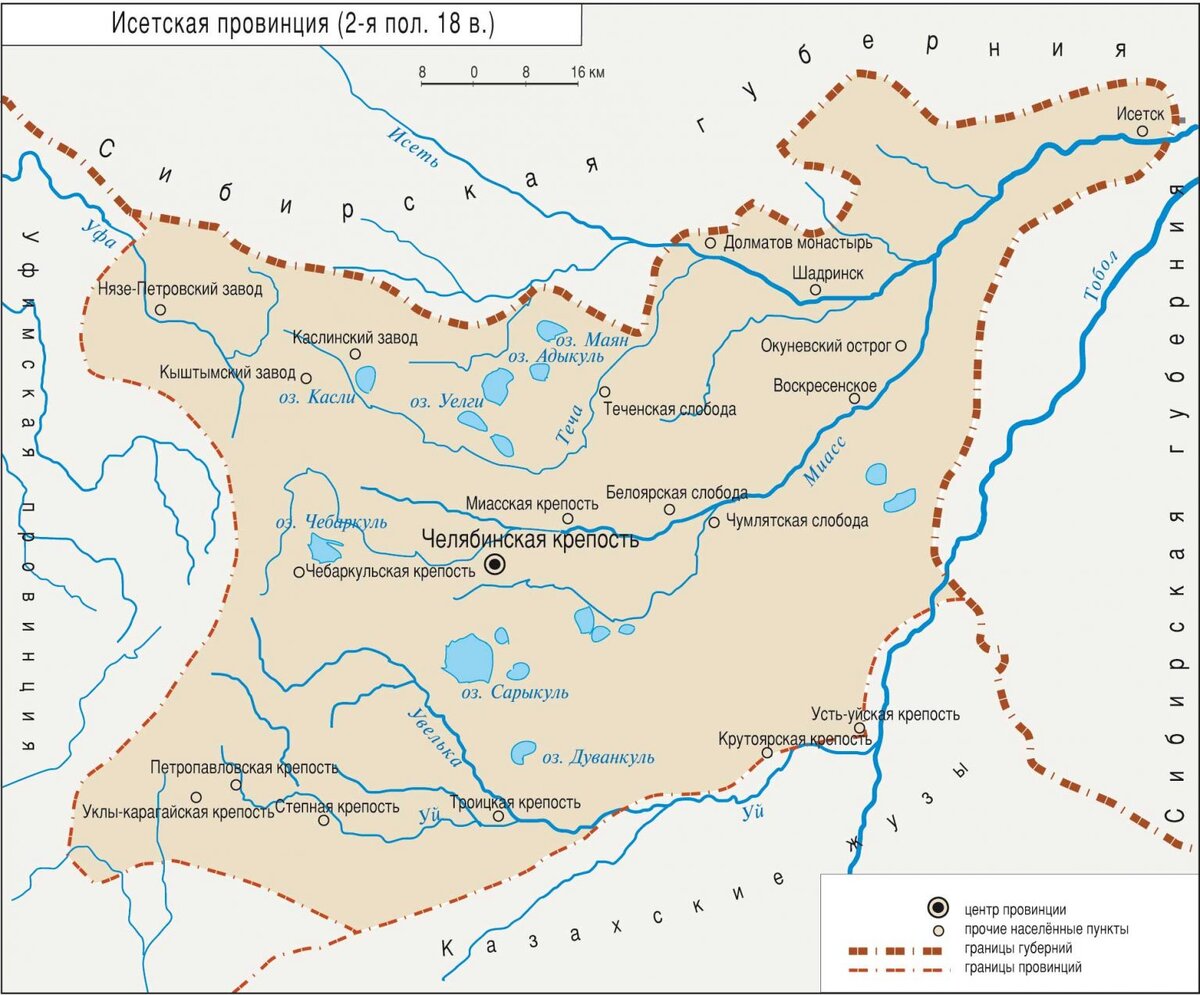 Карта Исетской провинции. Источник: http://bibliotekatrg.ru/2022/08/isetskaya-provinciya/