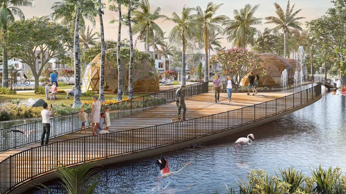 Внутренняя территория жилого комплекса таунхаусов Monte Carlo at Damac Lagoons 