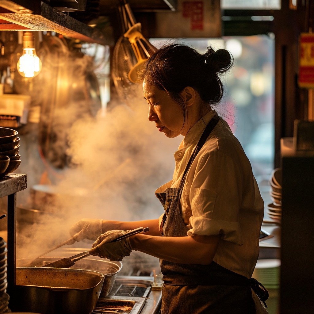 Корейская аджума всю жизнь простоявшая у плиты в кафе