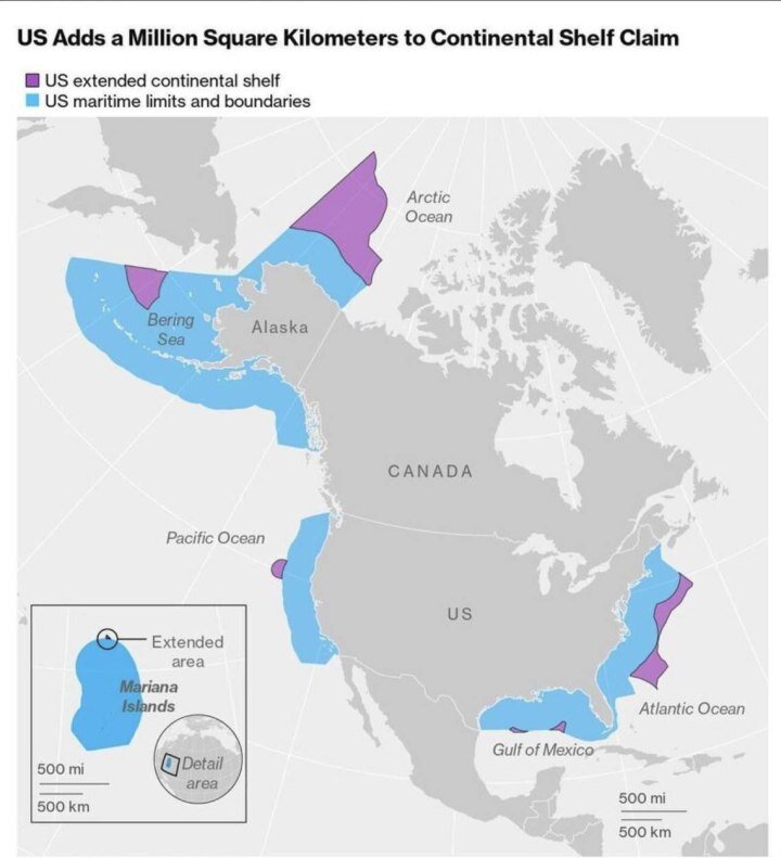    США расширили свою территорию сразу на миллион квадратных километров