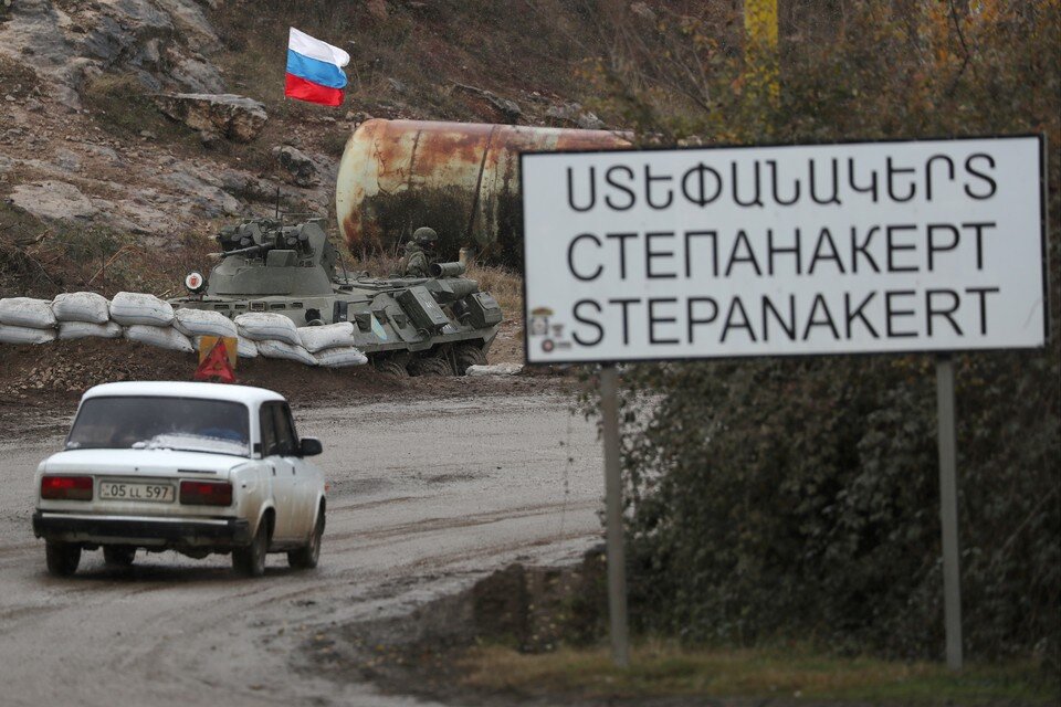    Степанакерт, 2020 год. Вид на контрольно-пропускной пункт российских миротворцев. Фото: Александр Рюмин / ТАСС