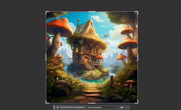 Пример генеративной заливки в Adobe Photoshop 