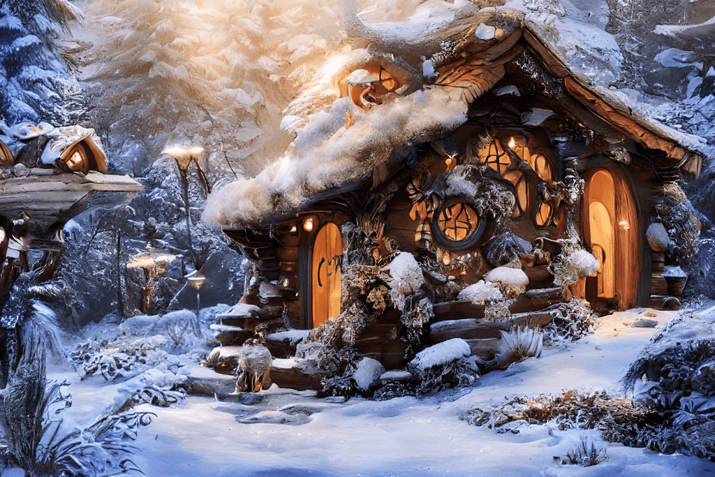 Новогодняя нора хоббита (арт www.creativefabrica.com).