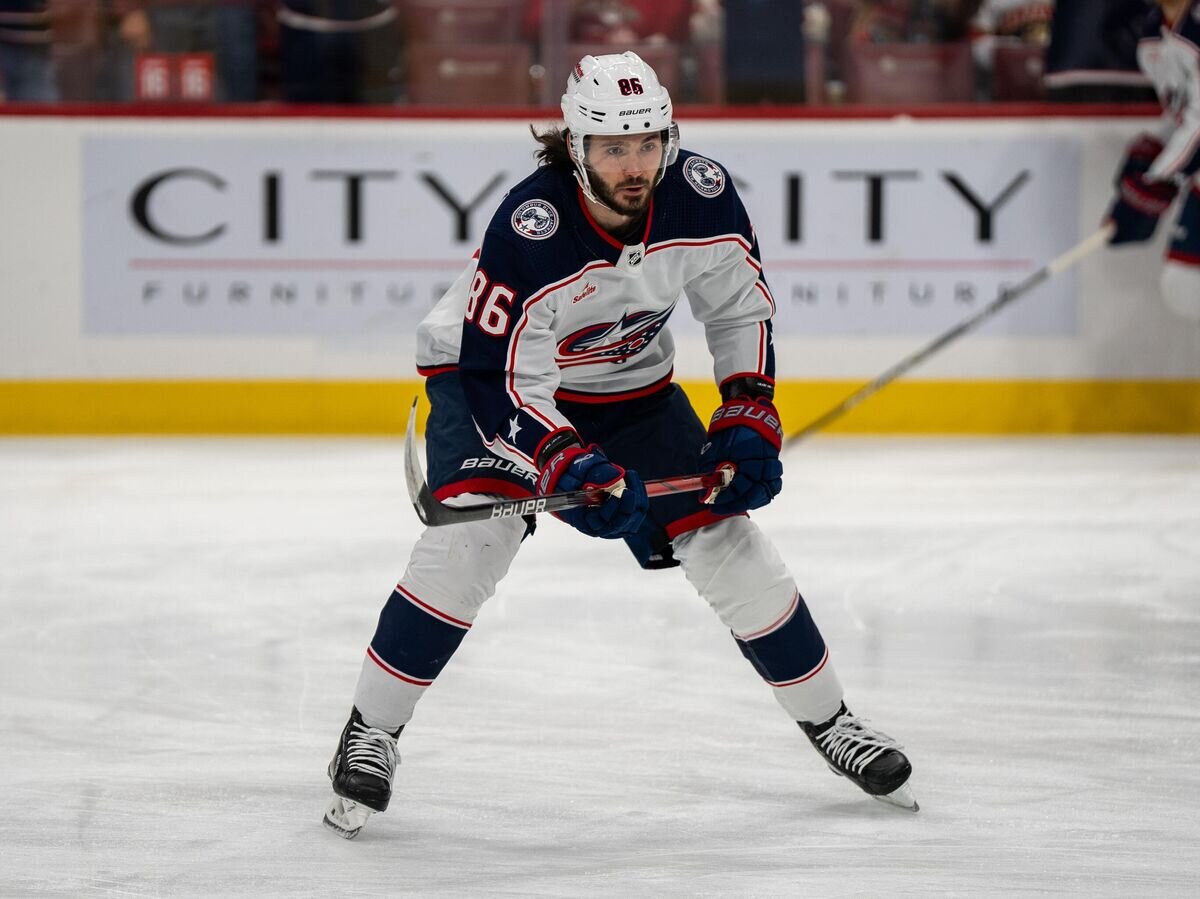    Хоккеист "Коламбус Блю Джекетс" Кирилл Марченко© Фото : twitter.com/bluejacketsnhl
