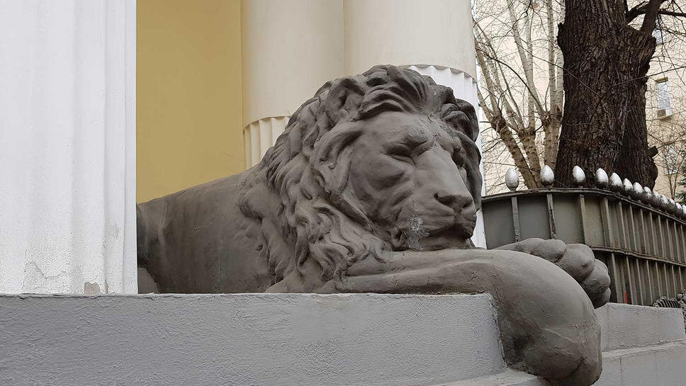 Неутомимые львы у фасада