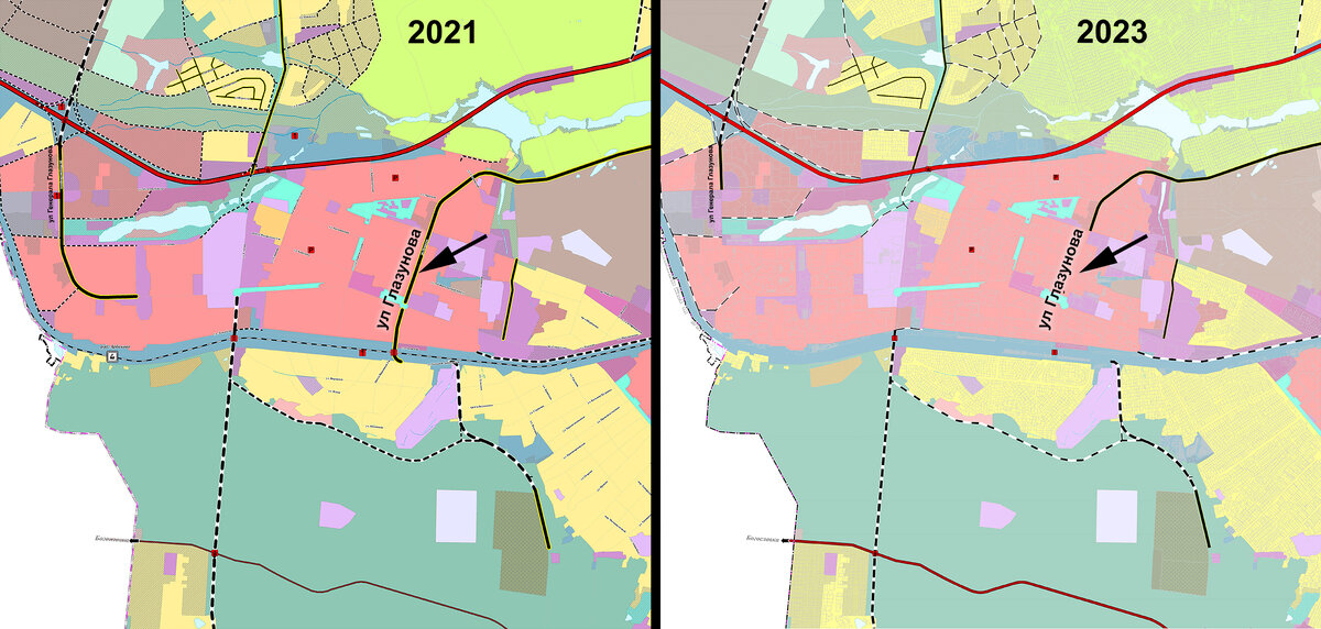 Изменения в Генплане в 2023г относительно ул Глазунова