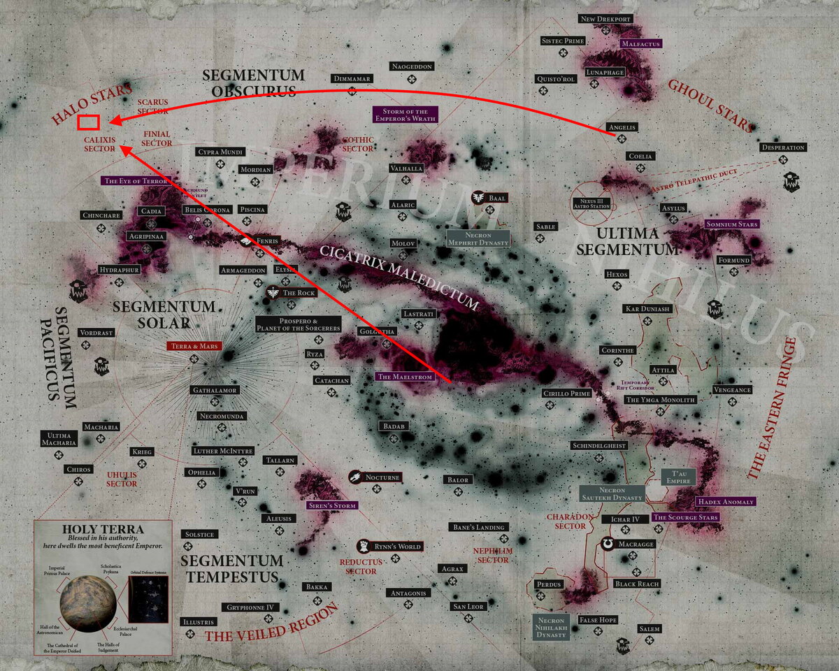 События игры происходят здесь. До или после открытия Цикатрикс Маледиктум - никому не ведомо. UPD: Точно после и соответствуют актуальному развитию вселенной. Достоверно установлено агентами Ордо Хронос в комментариях.