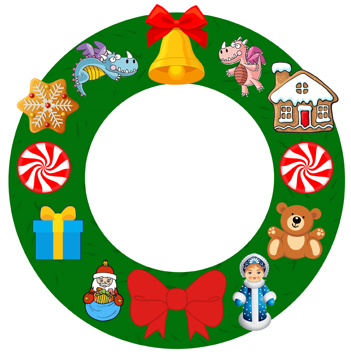 Вариант веночка, созданного на основе нашего шаблона