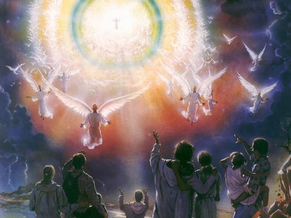 Сонмы светлых духов значение выражения. Второе пришествие Иисуса Христа. Пришествие Иисуса Христа второе пришествие. Второе происшествие Иисуса Христа. Иисус Христос с ангелами второе пришествие.