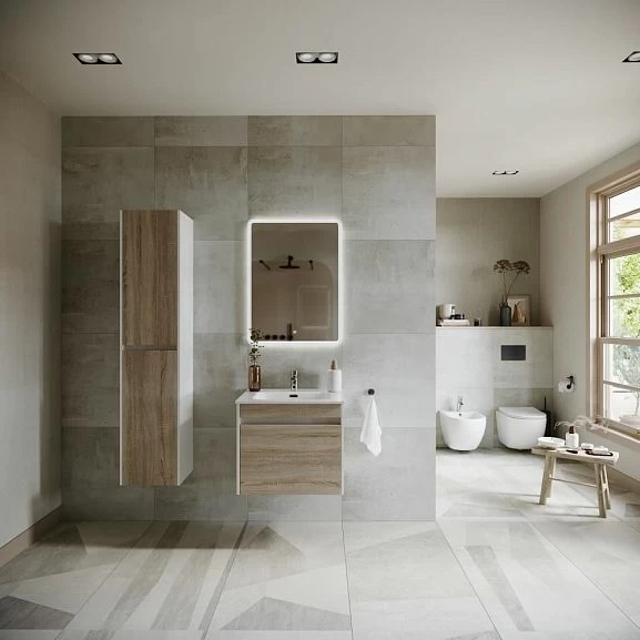 Тумба с раковиной Sancos Smart 60 дуб бордалино/софт айс