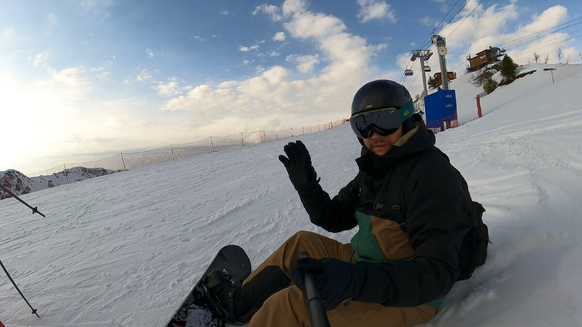 Первые дни работы ГЛЦ «Красная Поляна», учебная трасса «Первый снег»