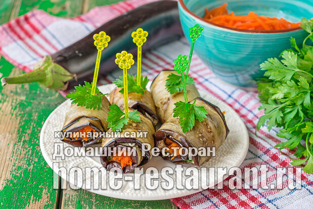 Рулетики из баклажанов с орехами