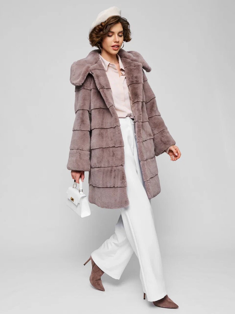 Шуба искусственная экошуба зимняя с капюшоном норка BYT