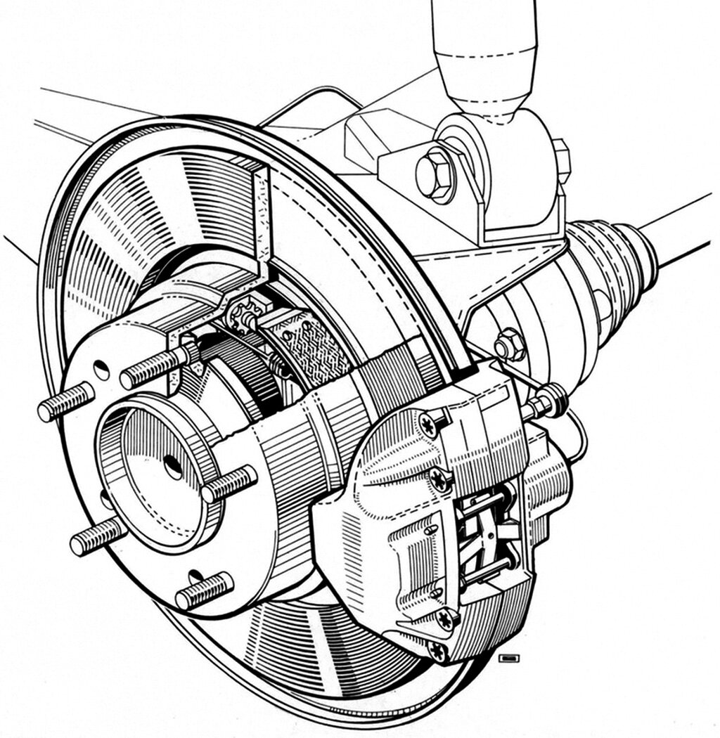 Задний тормоз BMW-2500 (E3) совмещал в себе дисковый и барабанный механизмы. Подобные тормозы использовали во второй половине 1960‑х и другие, например, Porsche.