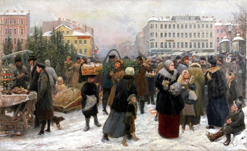 Генрих Манизер. Ёлочный торг. 1870-е