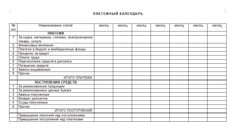 График оплат по дням