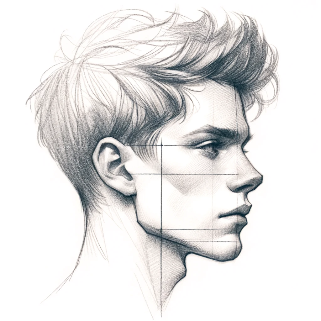 Портрет молодого мужчины. Обратите внимание на "угол молодости", он стремится к 90 градусам